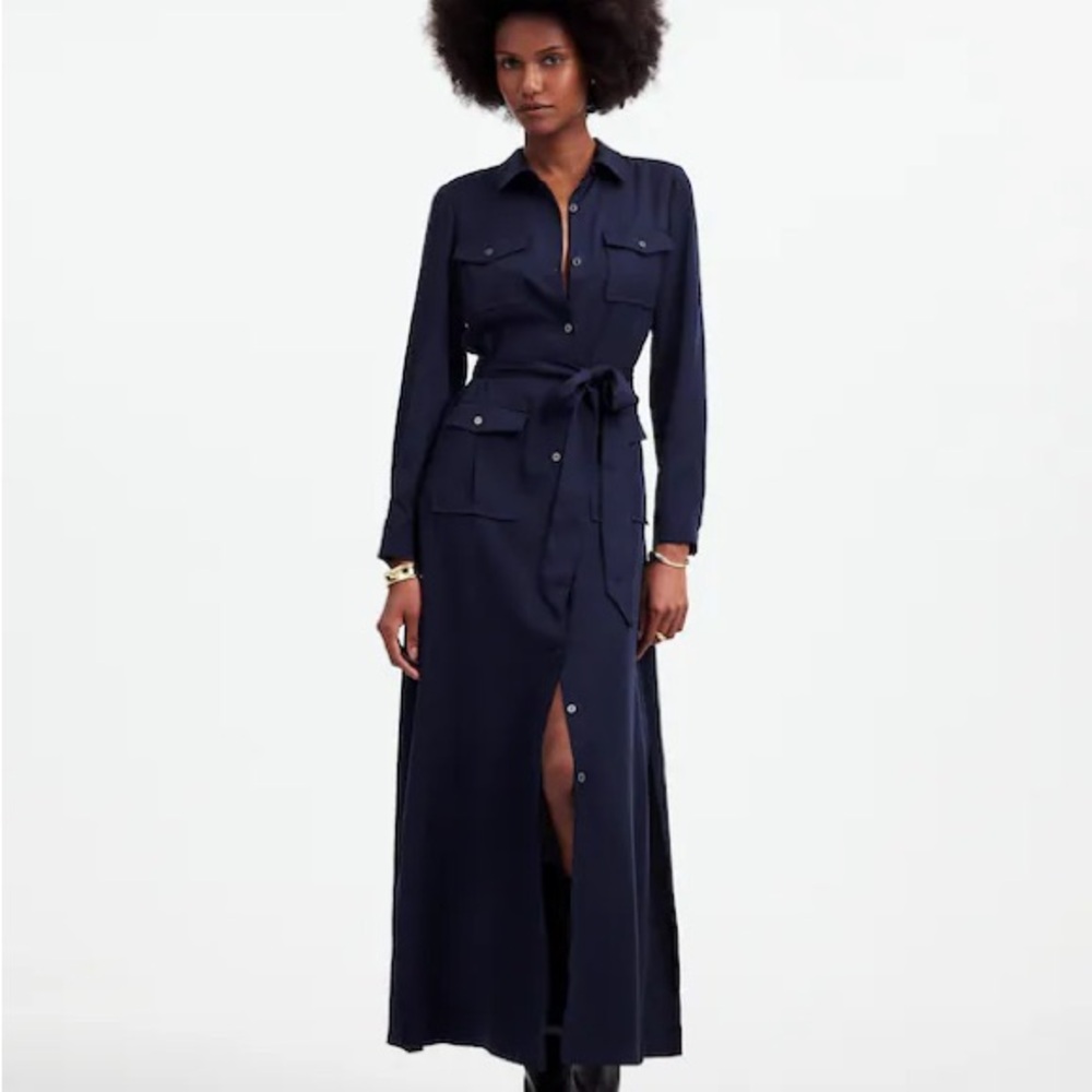 Madewell Black Long-Sleeve Maxi Shirt Dress